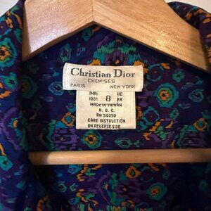 Vintage Christian Dior double breasted ikat pattern blouse